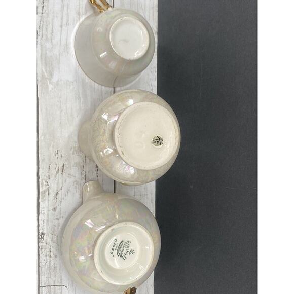 Vintage MCM Homer Laughlin Eggshell Pearl Iridescent Creamer Vase Cup LOT of 3 - Picture 11 of 12